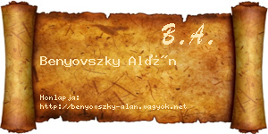 Benyovszky Alán névjegykártya